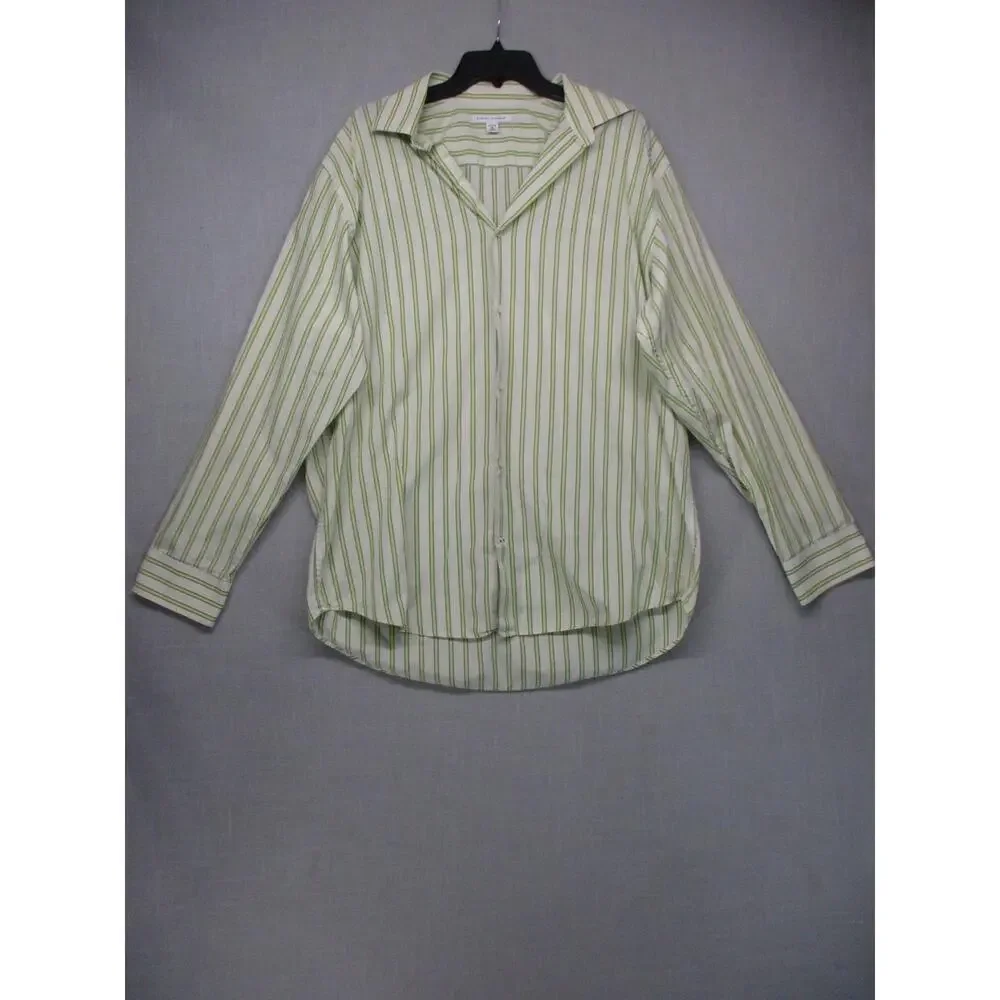 Banana Republic Green Striped Classic Timeless Buttonup Shirt‎ Size 17-17½ XL